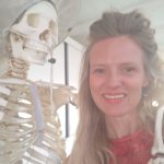 Lizl Pretorius and her skeleton friend